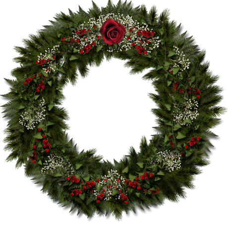 Christmas Wreath Transparent Isolated Background (black)