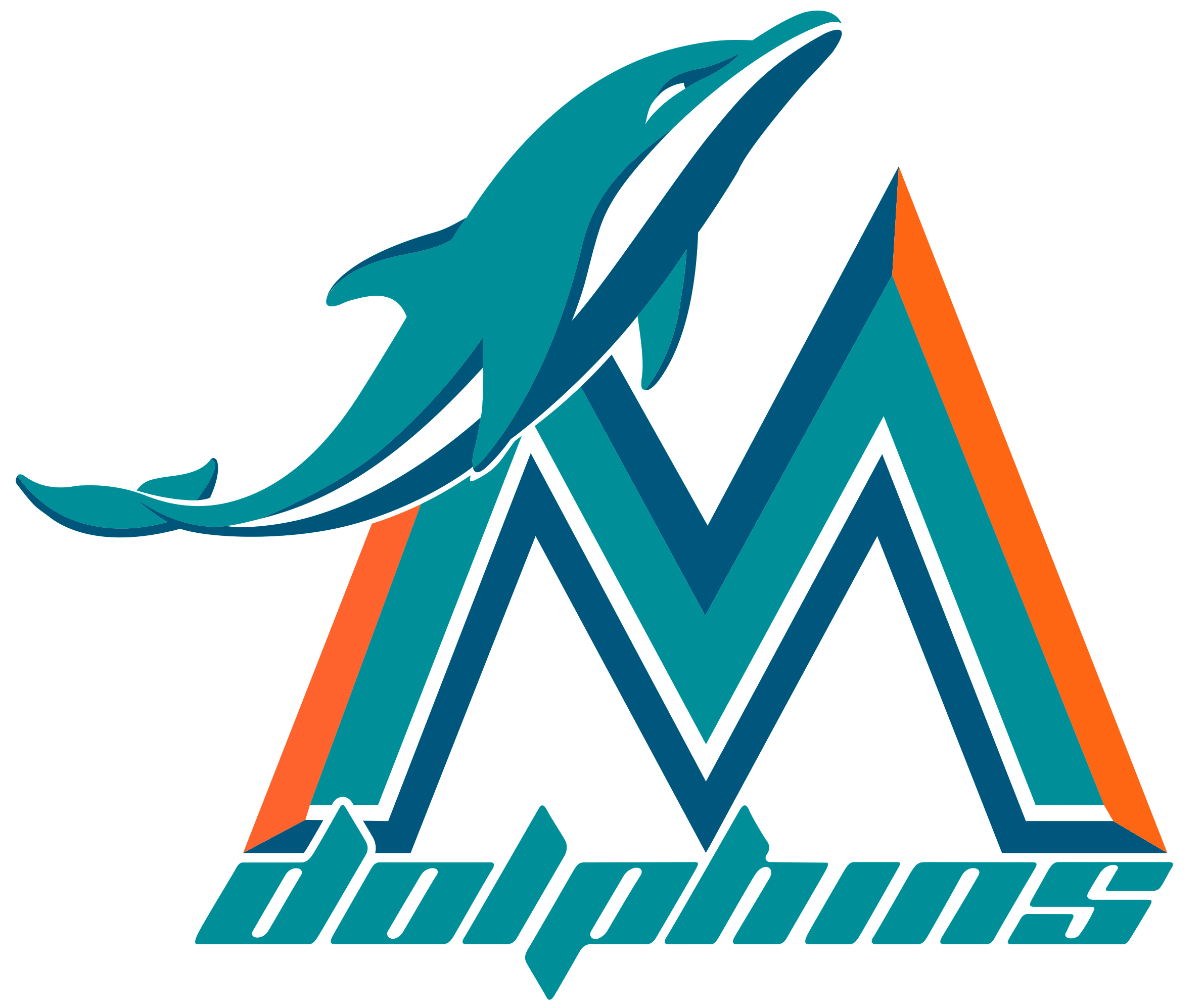 Miami Dolphins Png File (white, gray, teal)