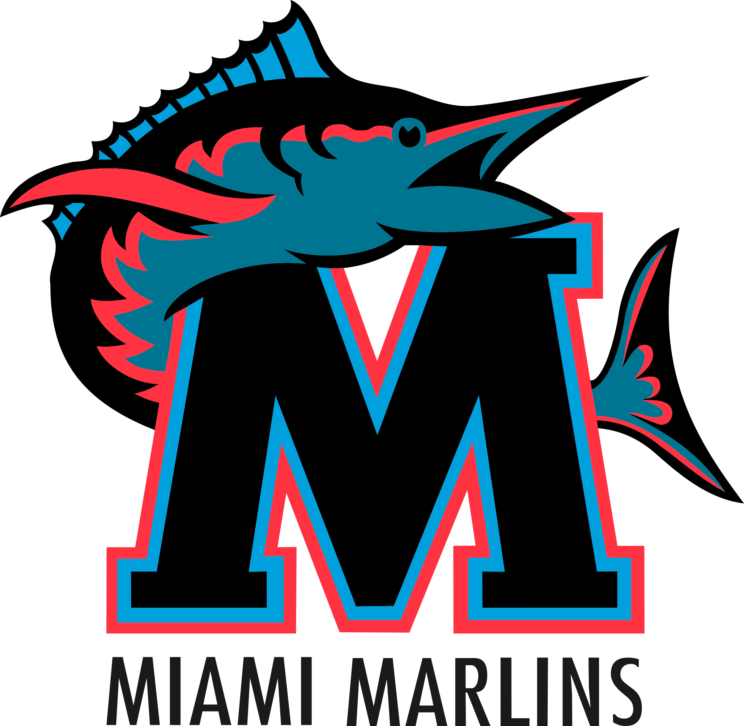 Miami Marlins Png (gray, black, teal)