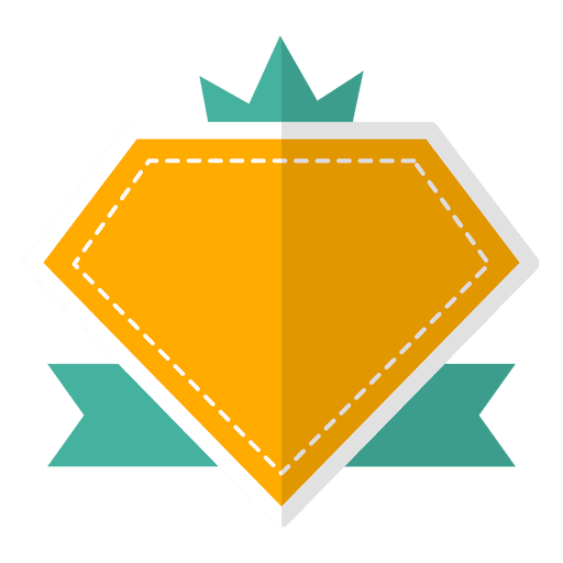 Diamond Badge Transparent Png (gray, white, orange, teal)