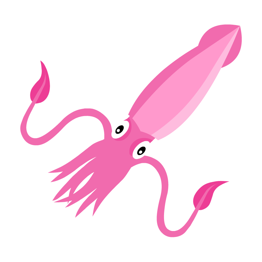 Giant Squid Png File (salmon, silver, white, black, plum)