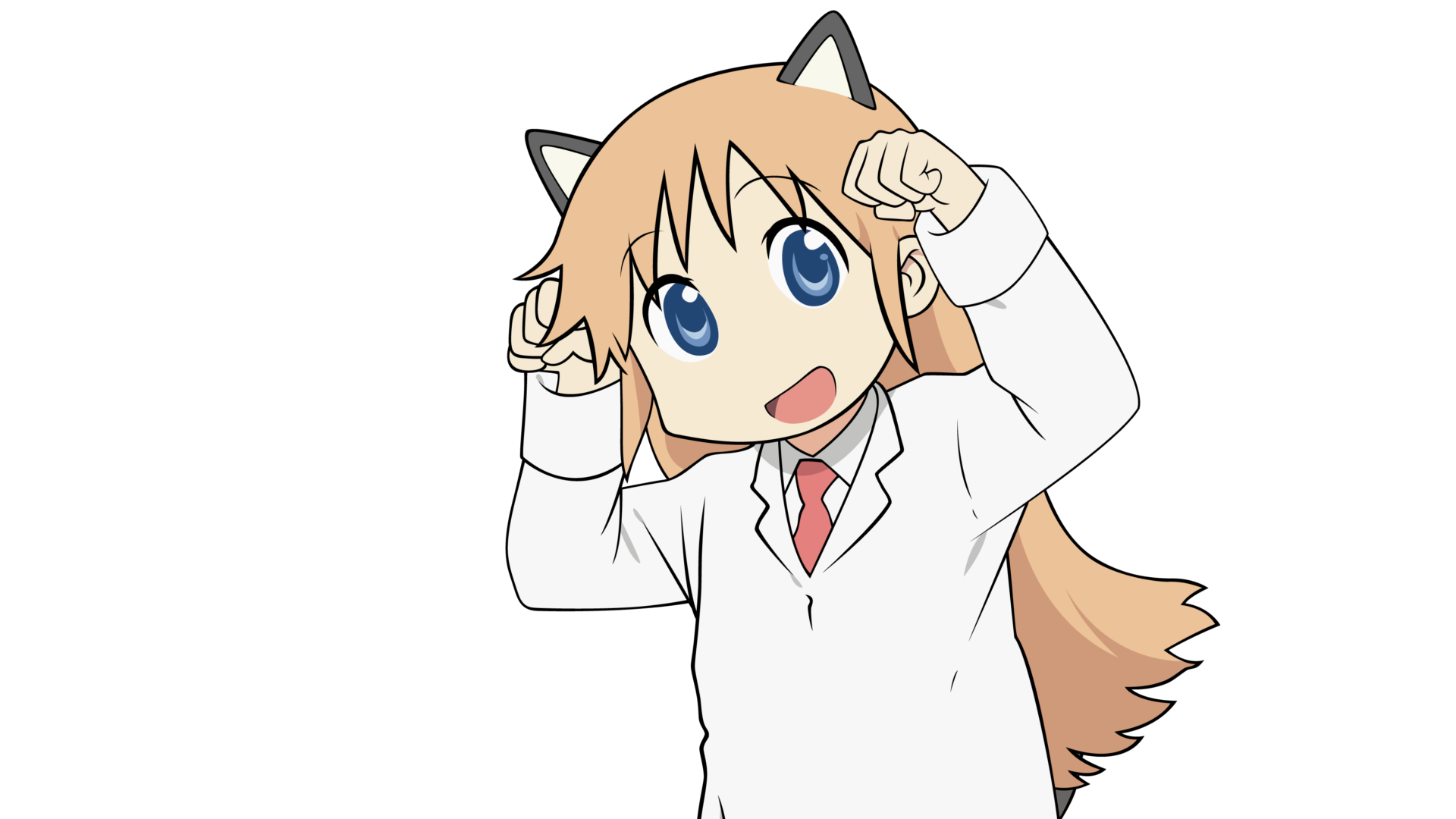 Nichijou Png Transparent Image (beige, pink, black, salmon, white)