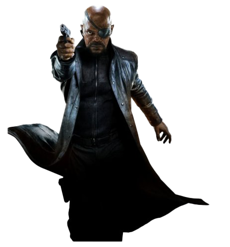 Nick Fury Png Transparent Image (white, black)