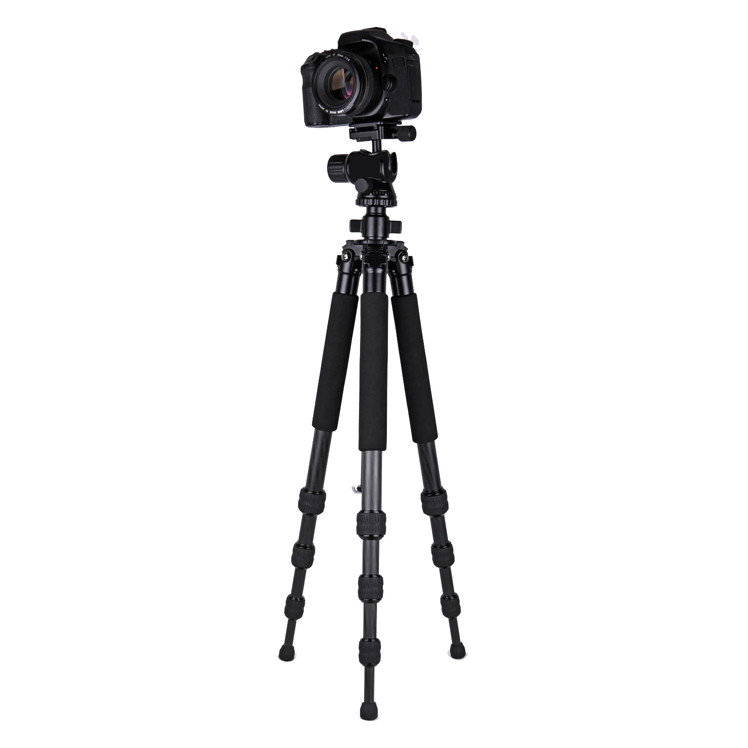 Video Camera Tripod Png Image (black, white)