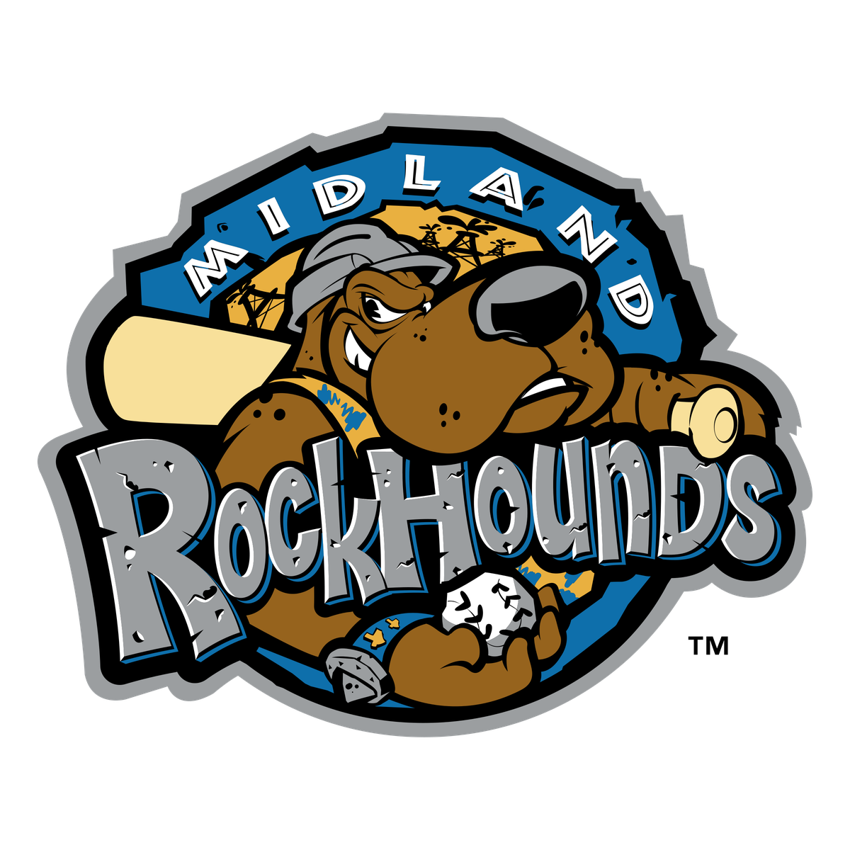 Midland Rockhounds Png File (gray, pink, olive, black, teal)