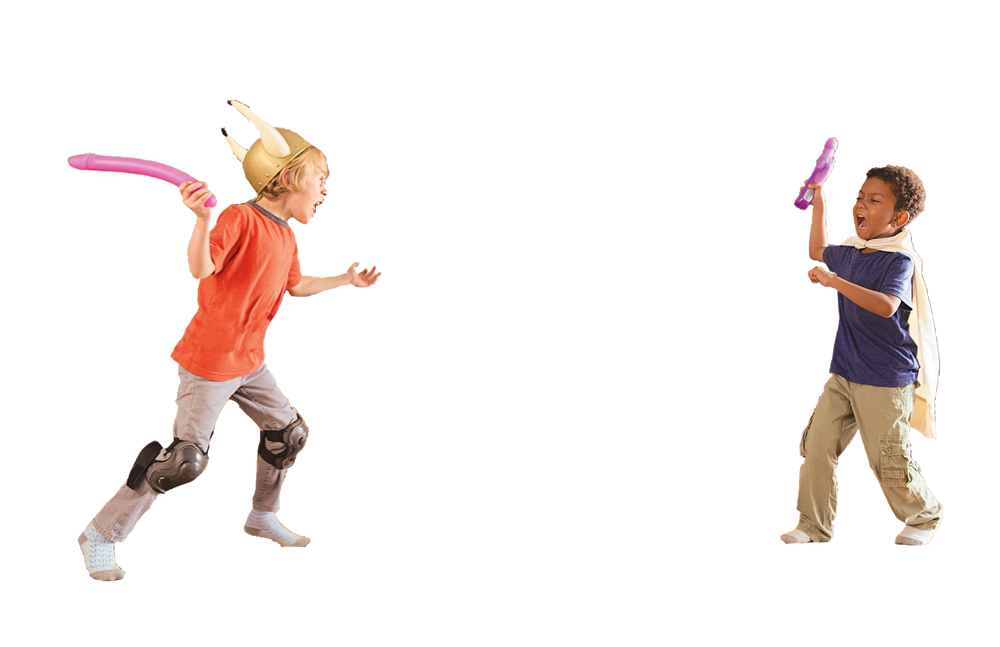 Kids Fighting Transparent Png (black, silver)