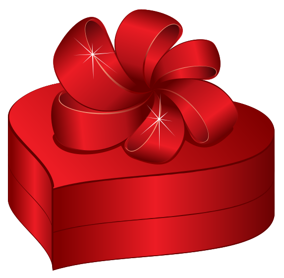 Gift Heart Box Png File (red, maroon, white)