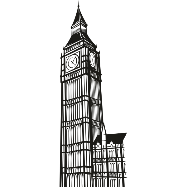 Big Ben Png Pic (black, silver, white)