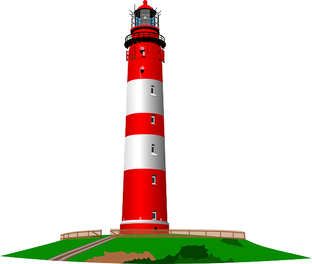 Lighthouse Png Pic (white, lavender, red, green, black)