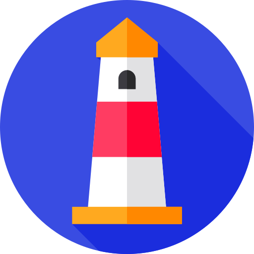 Lighthouse Tower Free Png Icon (blue, lavender, salmon, black, white)