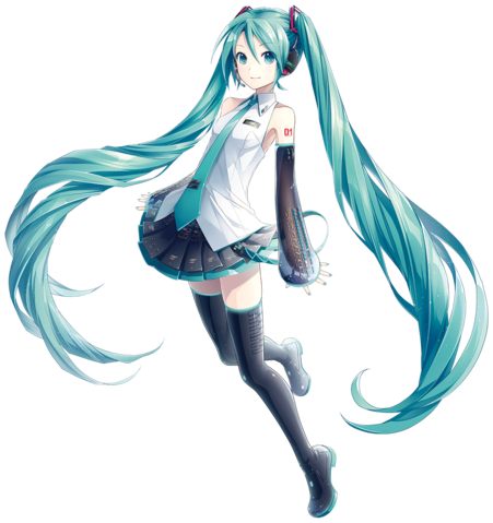 Miku Hatsune Png No Background (white, black)