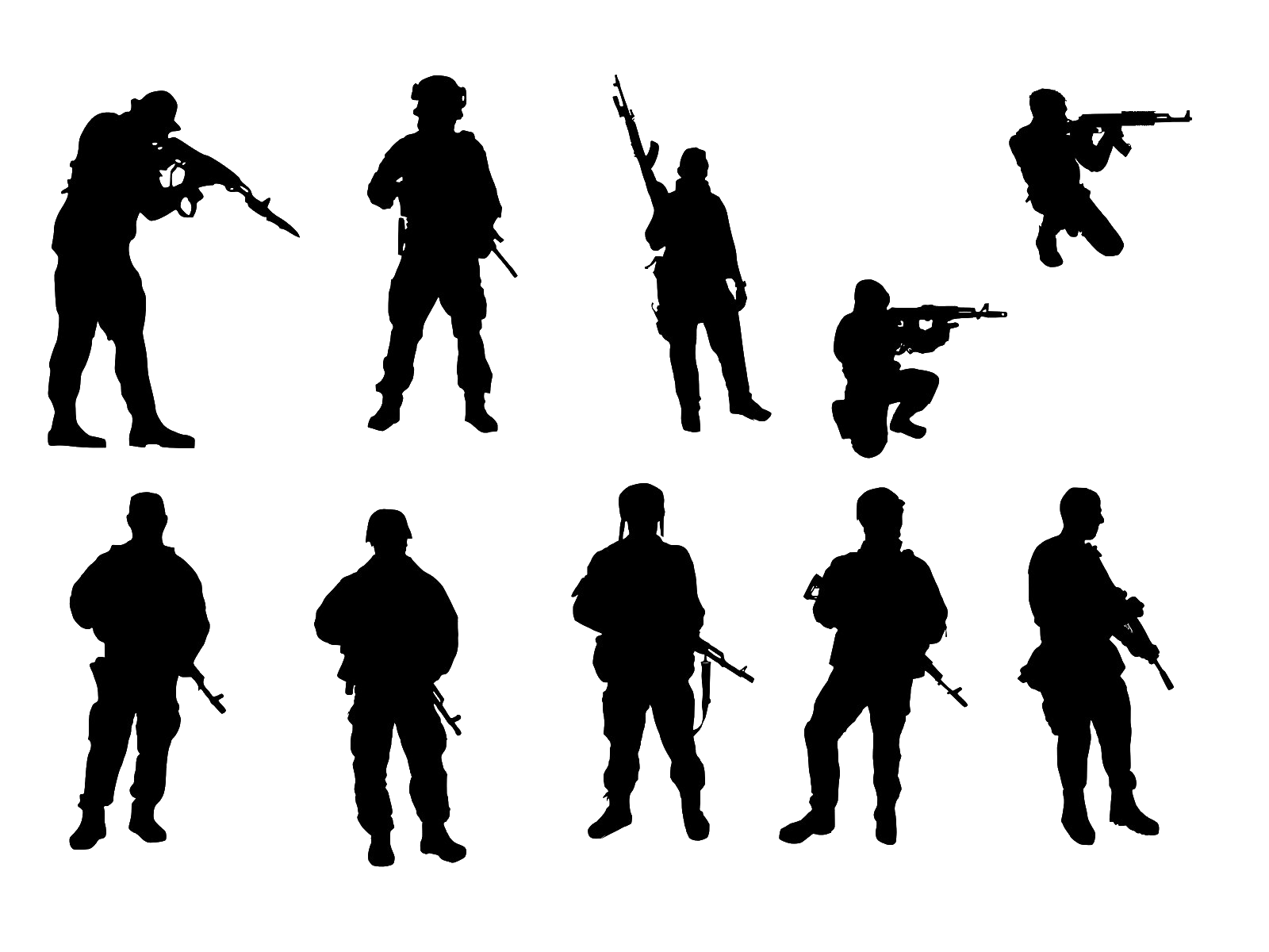 Silhouette Army Png Picture (black, white)