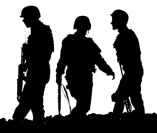 Silhouette Army Png (black, white)