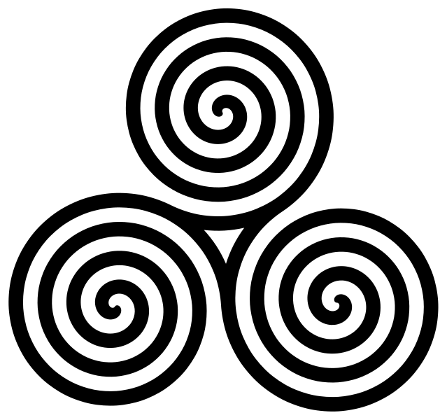 Silhouette Celtic Triple Spiral Png Transparent Image (black, white)