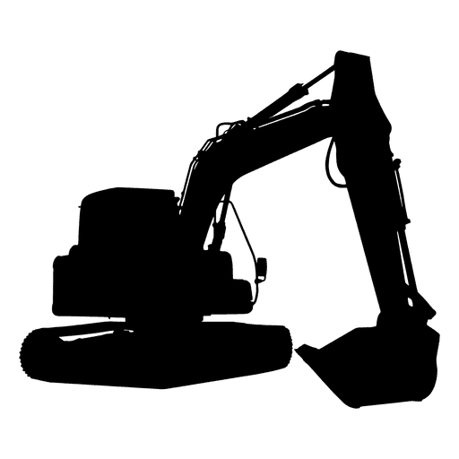 Silhouette Excavator Vector Png Image (gray, black)