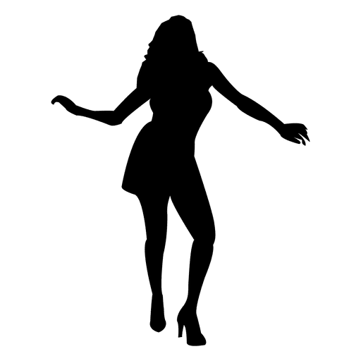 Silhouette Girl Dancing Vector Transparent Background (black, gray)