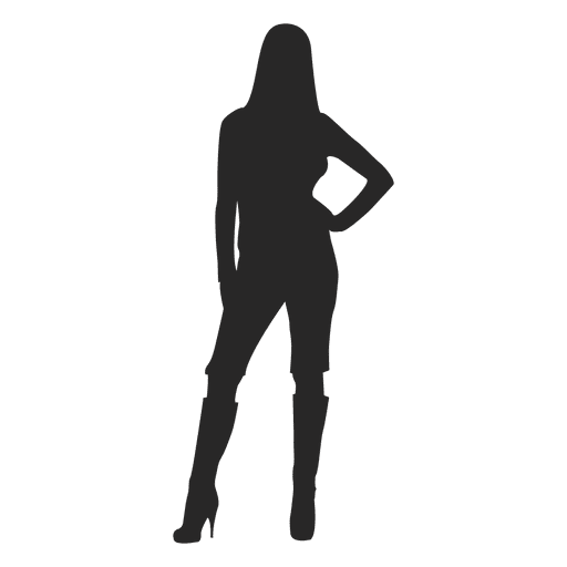 Silhouette Girl Standing Vector Long Boot Transparent Png (black, gray)