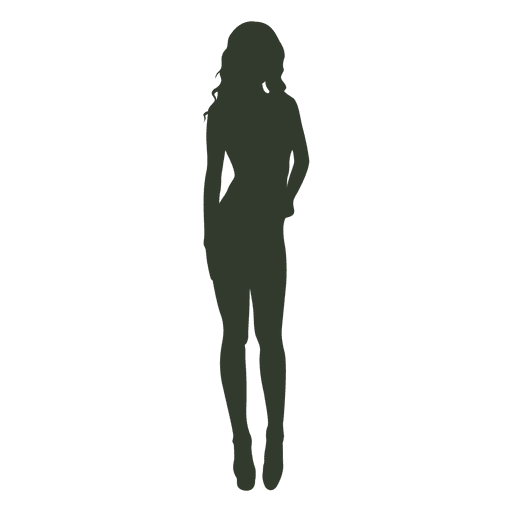 Silhouette Girl Standing Vector Pose Transparent Png (black, gray)