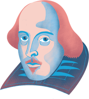 William Shakespeare Png Isolated Pic (greenish blue, black, pink, salmon)