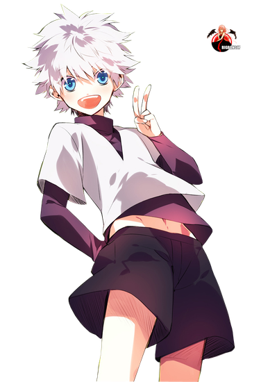 Killua Zoldyck Transparent Background (white, indigo, black)