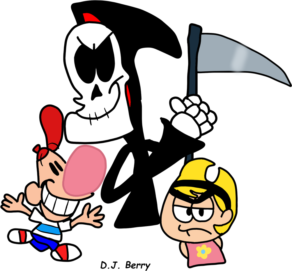 Billy And Mandy Png Image (white, black, silver, red, salmon)