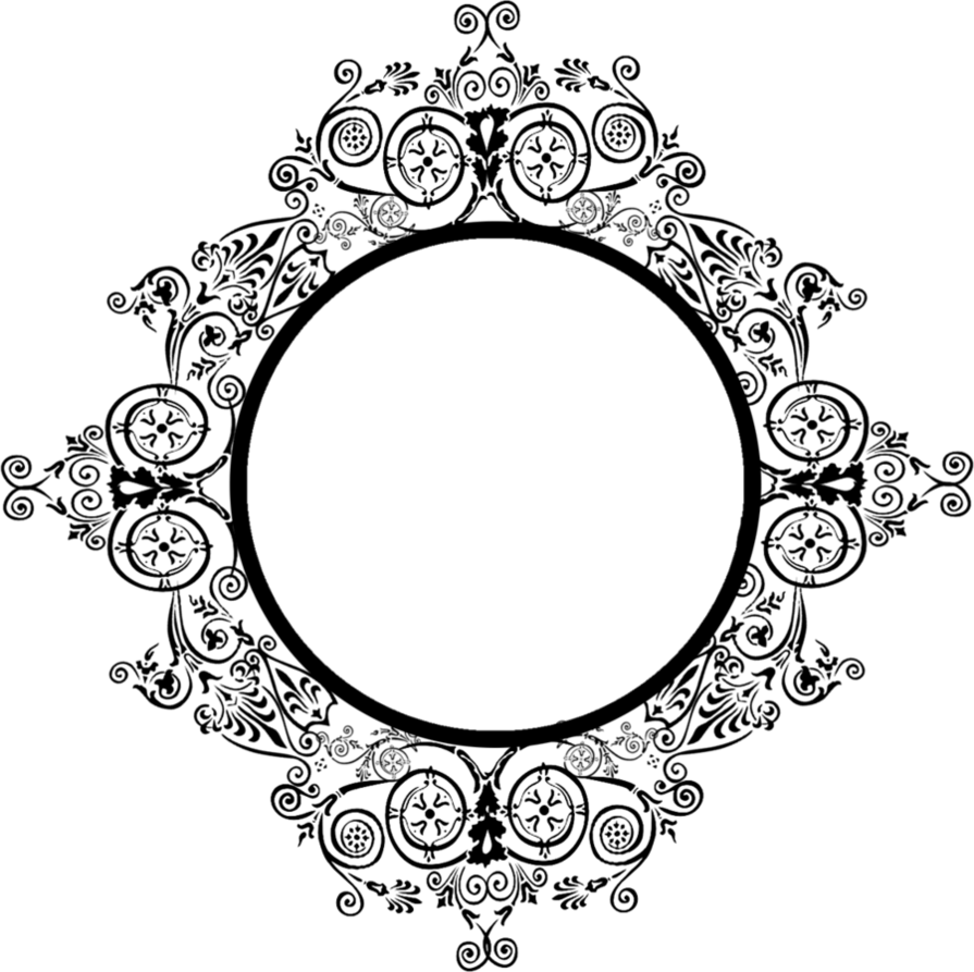 Silver Round Frame Png Image (black)