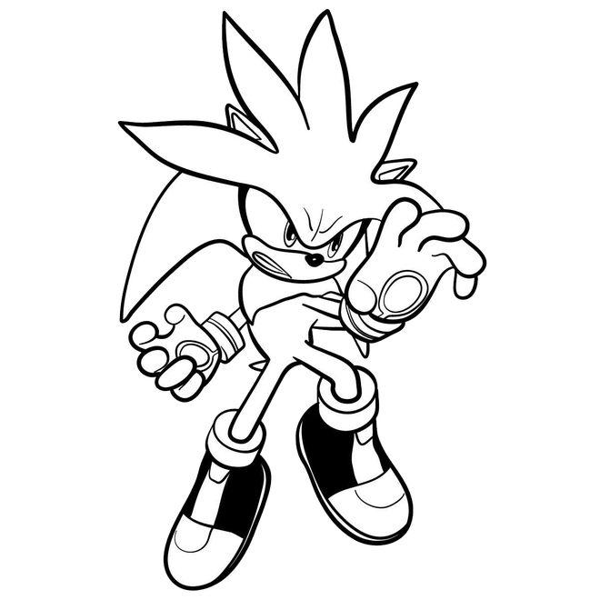 Silver The Hedgehog Png Image (black, white)