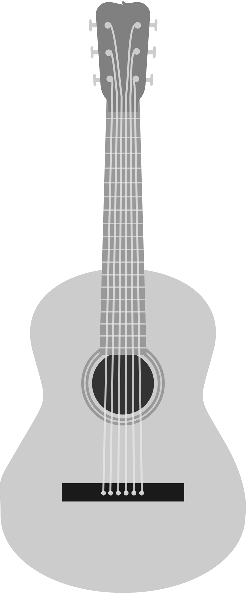 Silver Vector Acoustic Guitar Png (black, silver)