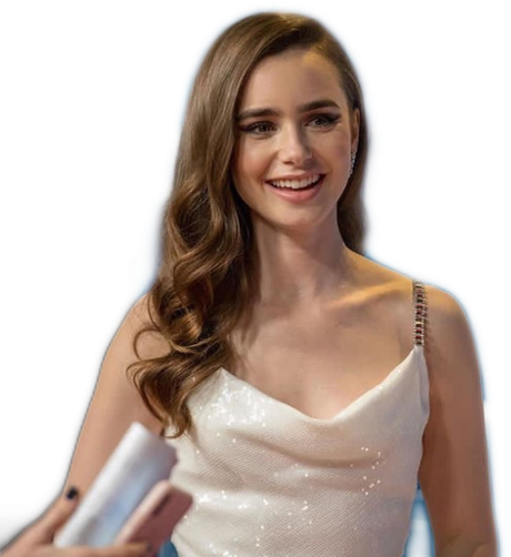 Lily Collins Png Image (gray, silver, olive, black, salmon)