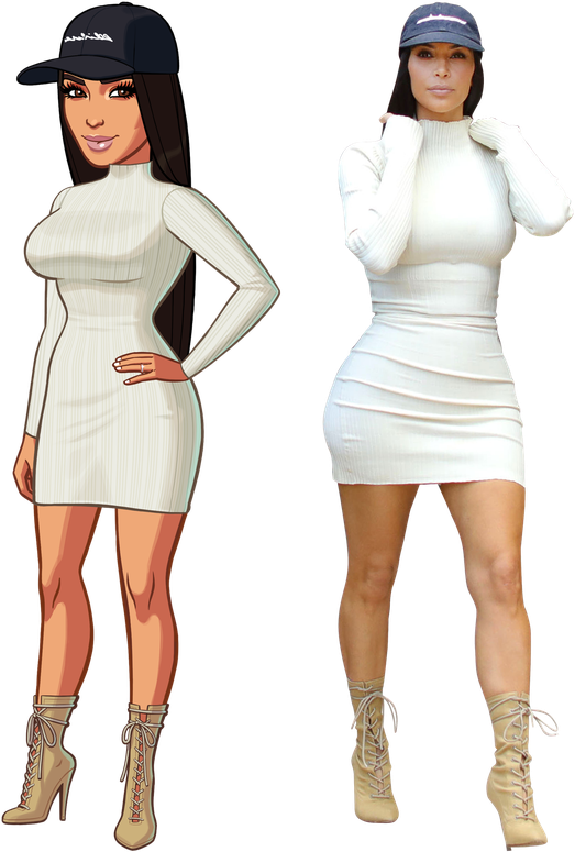 Kim Kardashian Png Image (white, beige, black)