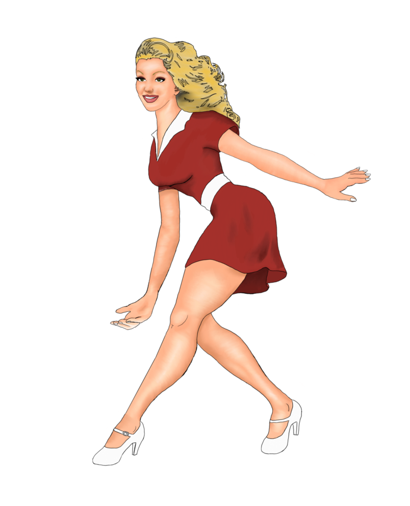 Pin Up Girl Transparent Background (black, white, maroon)