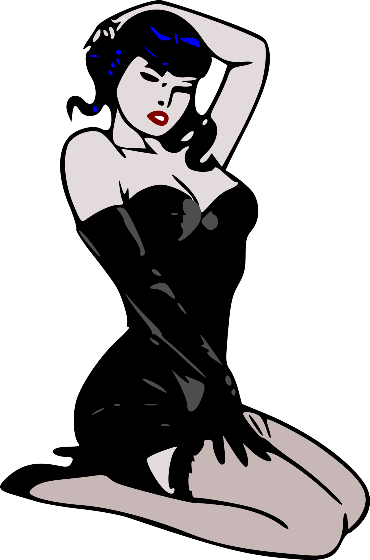 Pin Up Png Image (black, silver, beige)