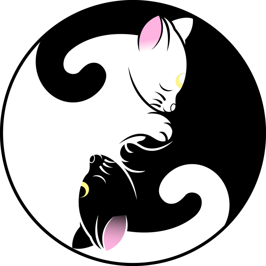 Yin And Yang Png Pic (black, pink, white)