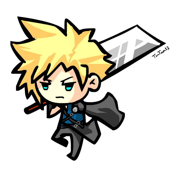 Final Fantasy Cloud Strife Png Transparent Image (black, white, beige, salmon)