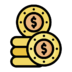 Finance Dollar Currency Coins Cash Icon Free Png Icon Download (salmon, black, pink, gold, chocolate)