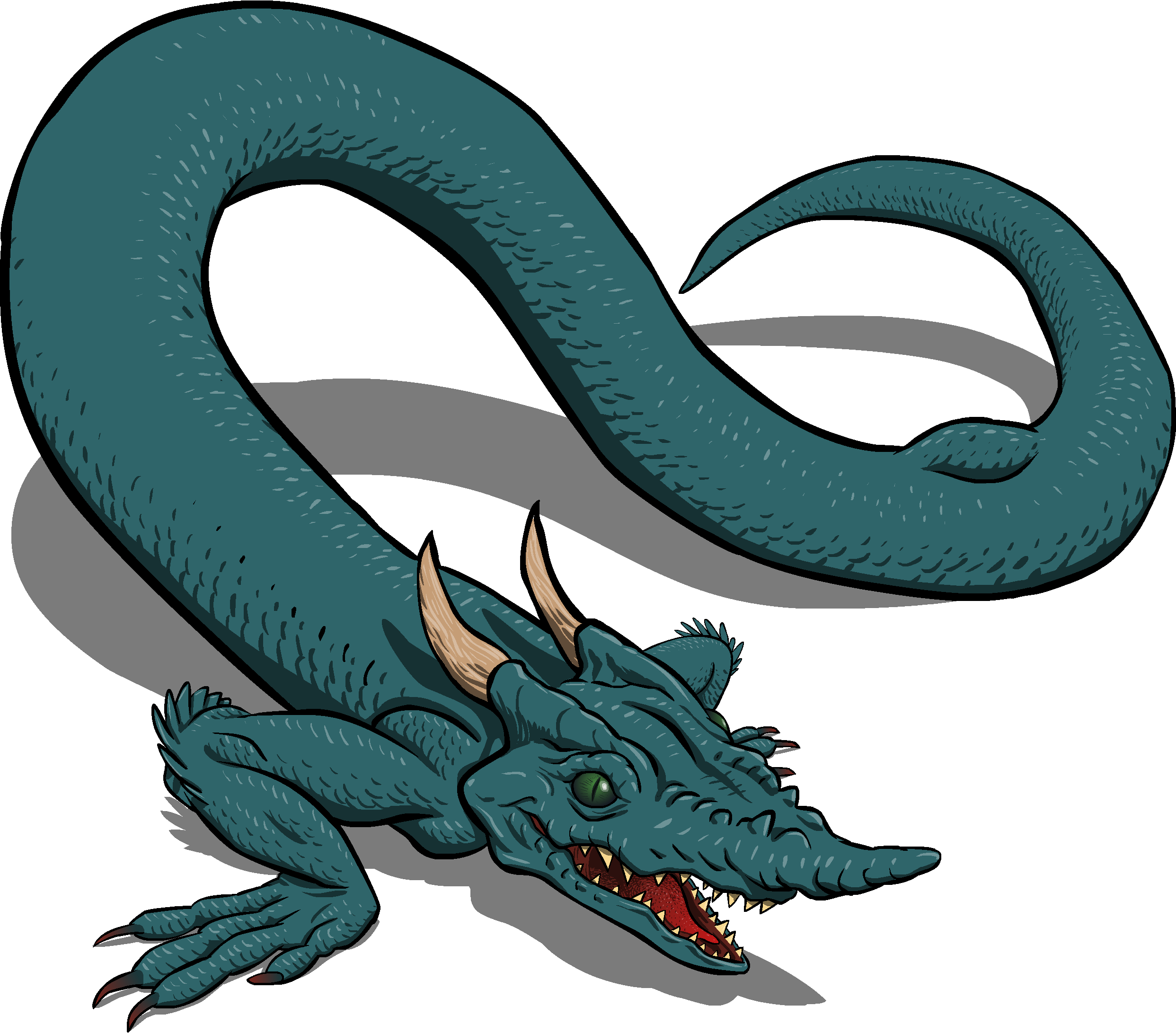 Lindworm Dragon Png Pic (black, teal)