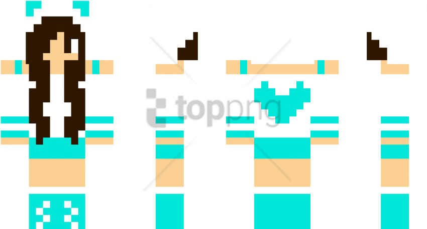 Minecraft Girl Skin Png Isolated Image (beige, pink, greenish blue, black, white)