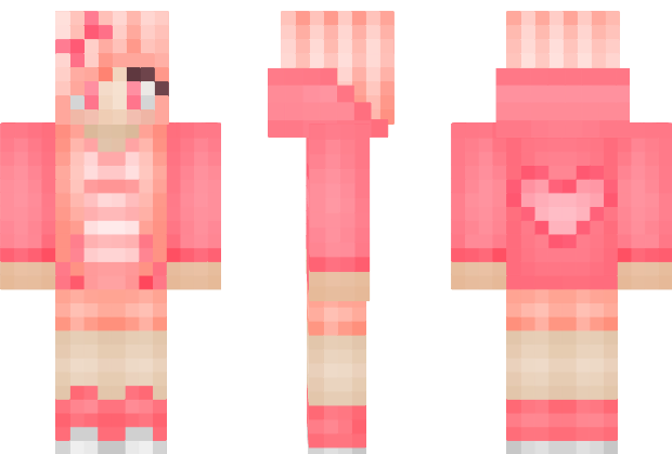 Minecraft Girl Skin Png Pic (black, salmon)