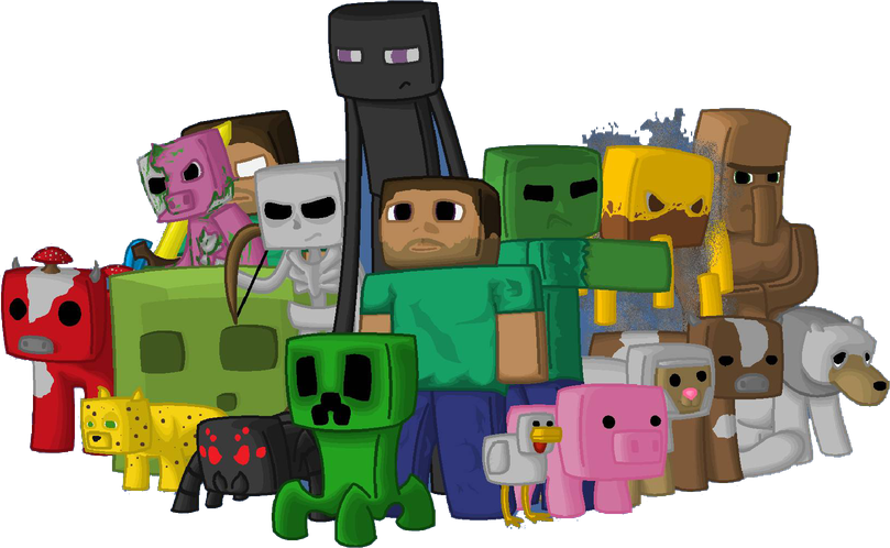 Minecraft Pictures Png (olive, black, teal, salmon, green)