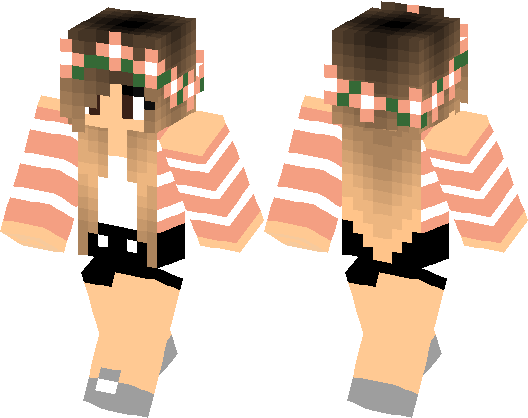 Minecraft Skin Girl Png Pic (gray, pink, black, salmon, white)