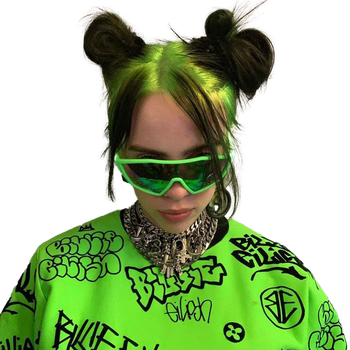 Singer Billie Eilish Transparent Background (black, olive)