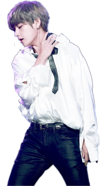 Singer Taehyung Transparent Background (black, white)