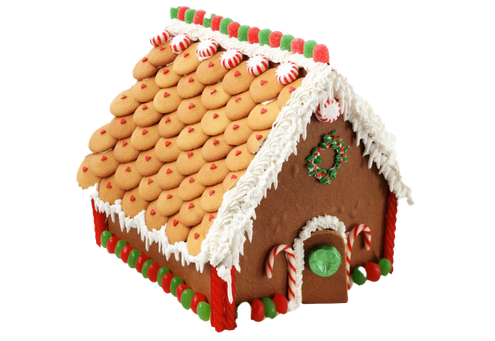 Gingerbread House Download Png Image (black, olive, salmon, white)