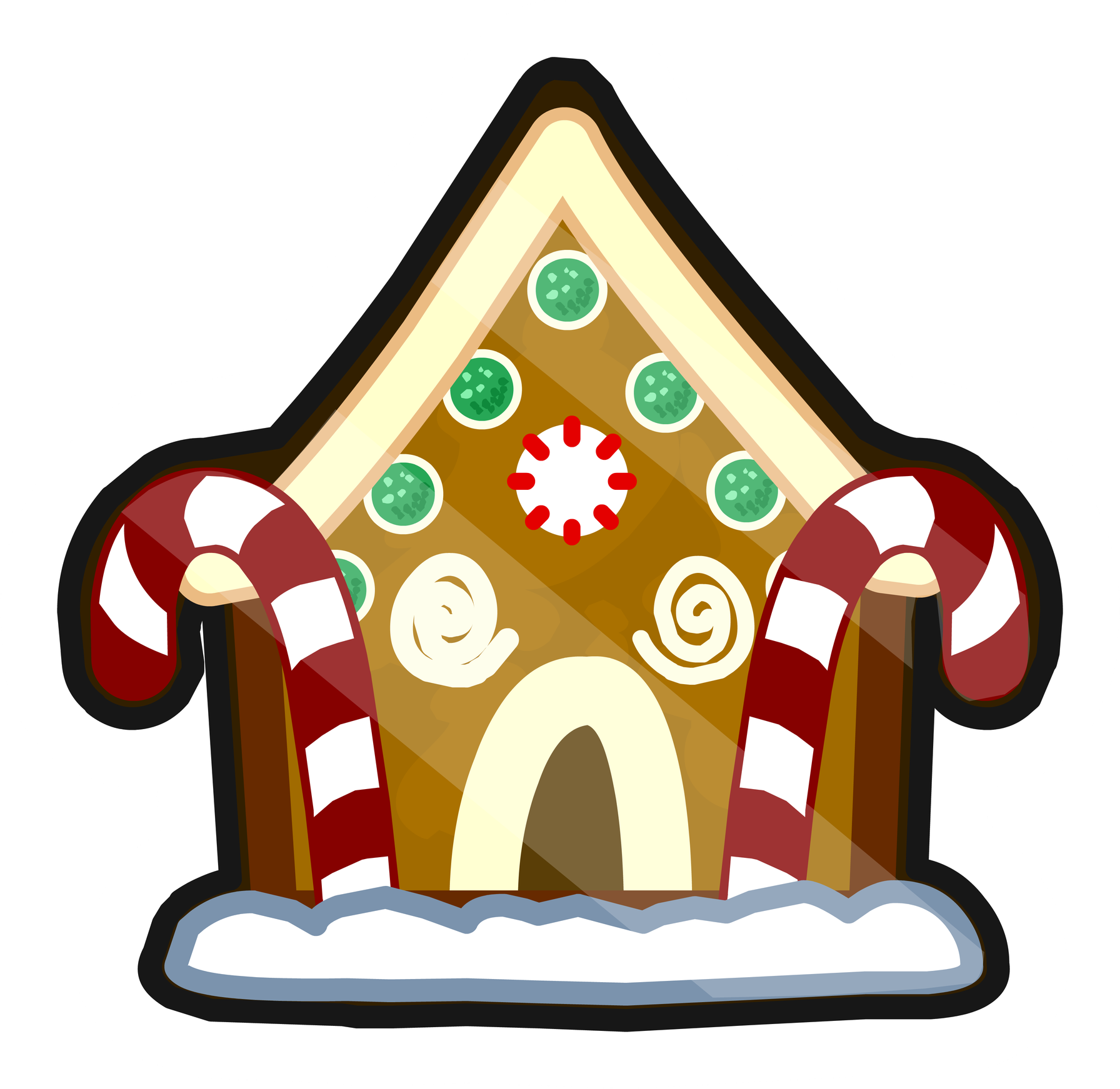 Gingerbread House Png Transparent Image (beige, olive, chocolate, white, black)