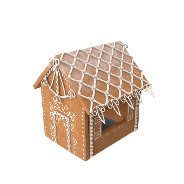 Gingerbread House Png Transparent (salmon, white)