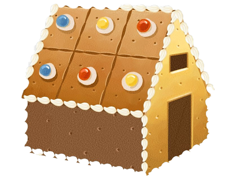 Gingerbread House Transparent Background (black, maroon, olive)