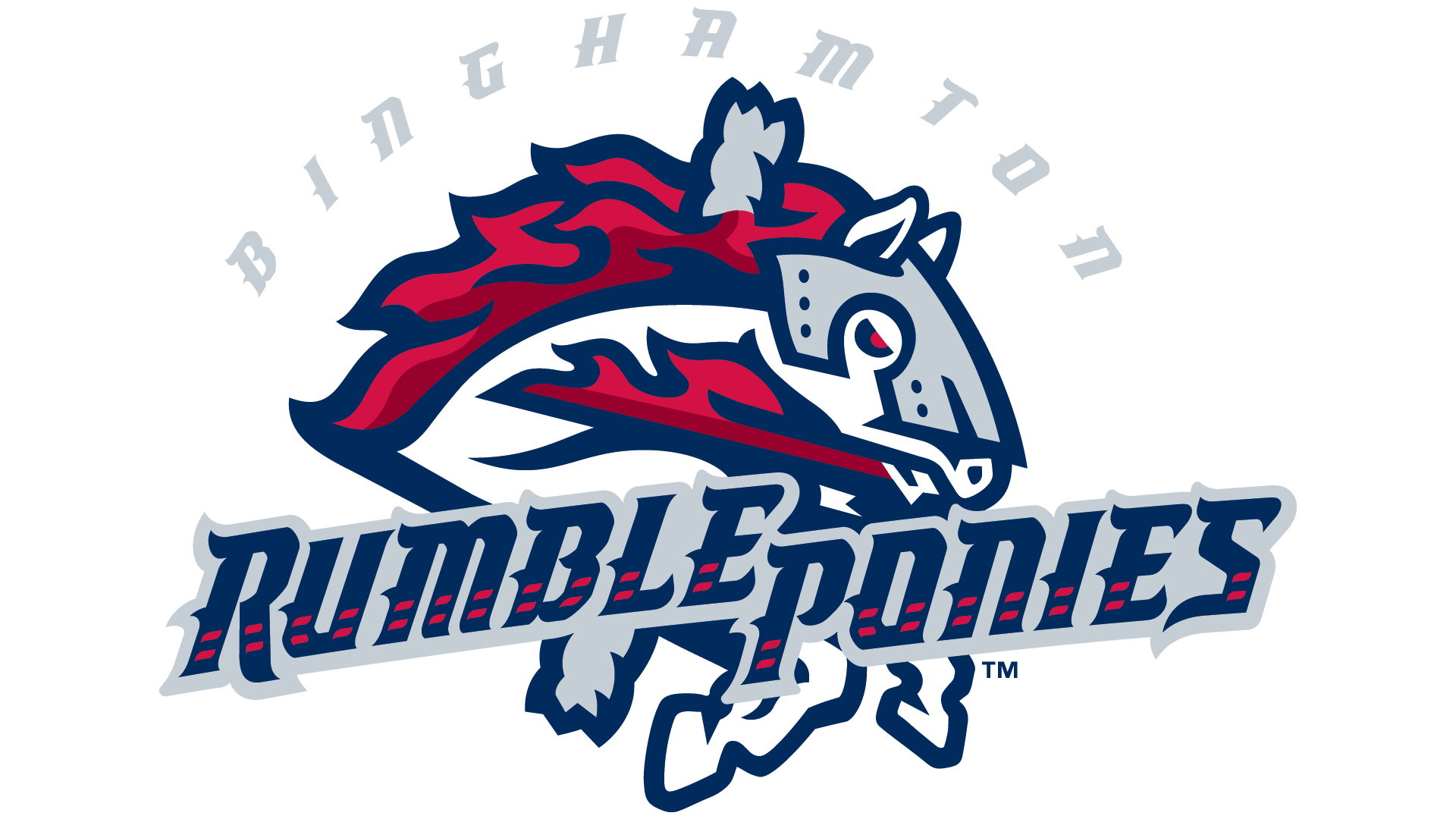 Binghamton Rumble Ponies Png (white, lavender, silver, navy)