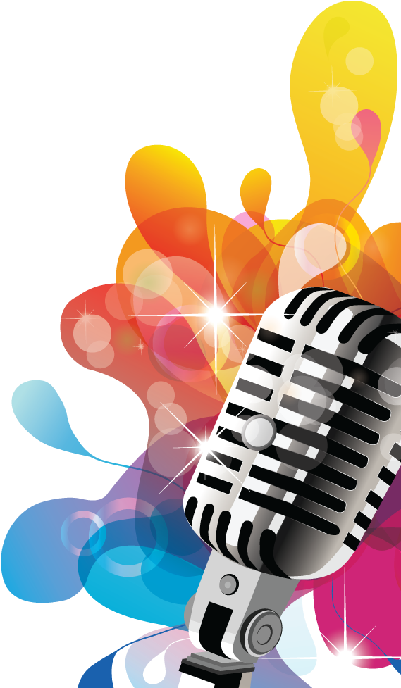 Singing Microphone Png Image (teal, gray, white, purple, black)