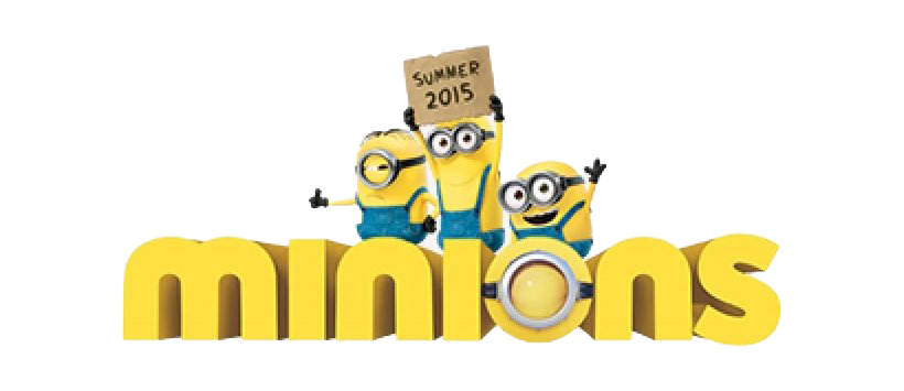 Minions Logo Transparent Png (white, gold)