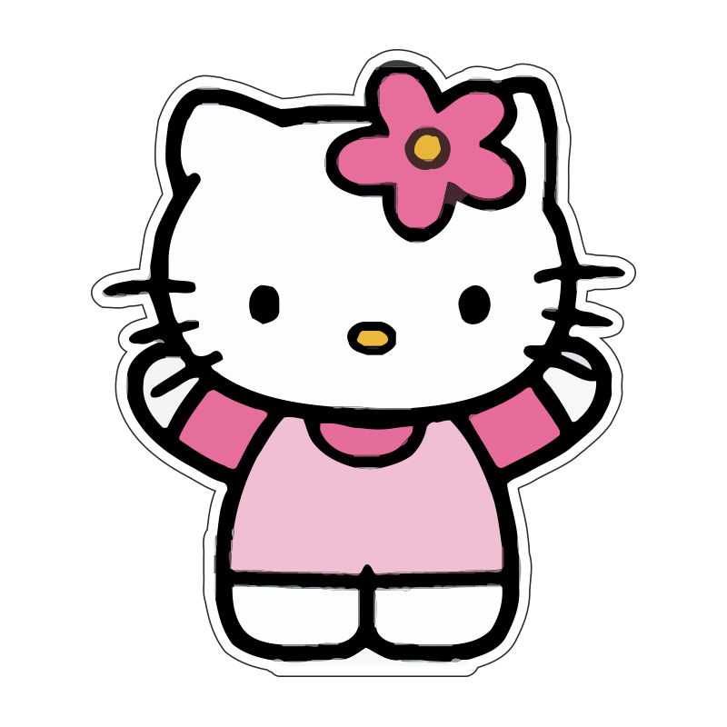 Pink Kitty Transparent Background (salmon, white, pink, black)